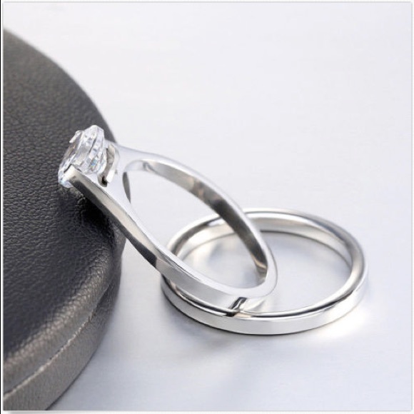 0.5-2Ct VVS CZ Set Wedding Ring 316L Stainless Steel - Picture 4 of 16